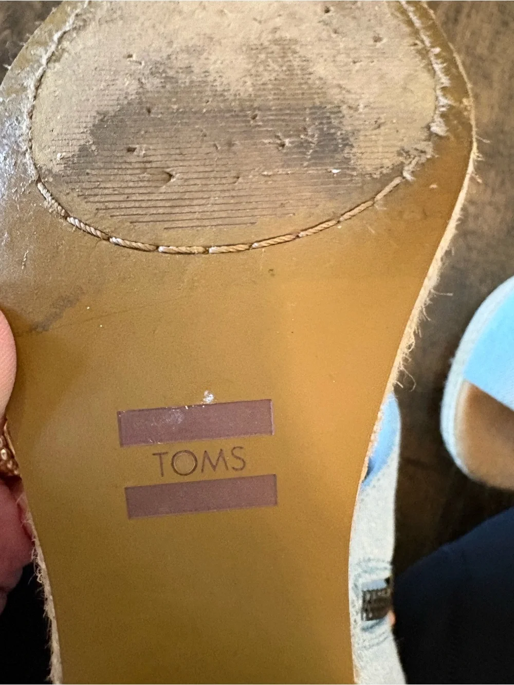 TOMS Majorca Platform Sandals Light Blue Denim Sz 6